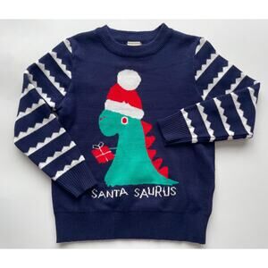 NWOT Boy's Navy Blue Dinosaur Christmas Sweater Size 120 or 6